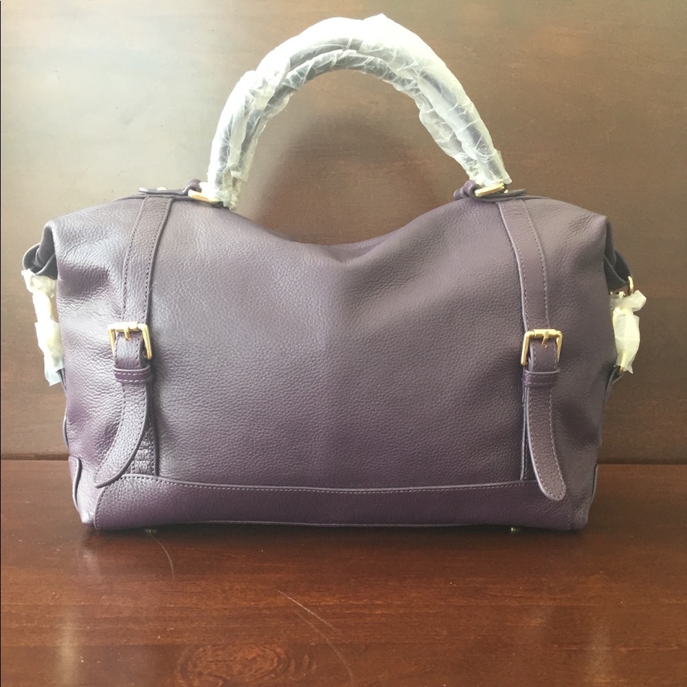 New ORA DELPHINE Adele Leather Satchel Purple